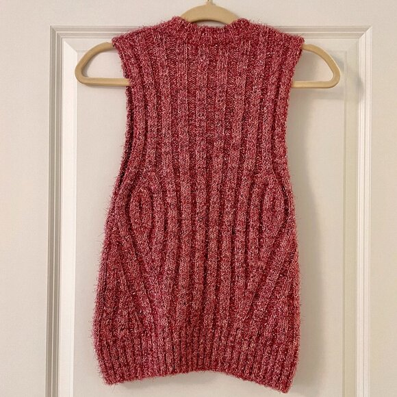 Ganni Pink Metallic Thread Sweater Vest - Picture 4 of 6